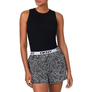 DKNY Women's 2 Piece Outfit Set Tank Top &Short (Black Animal Print)‎ Sz XL New